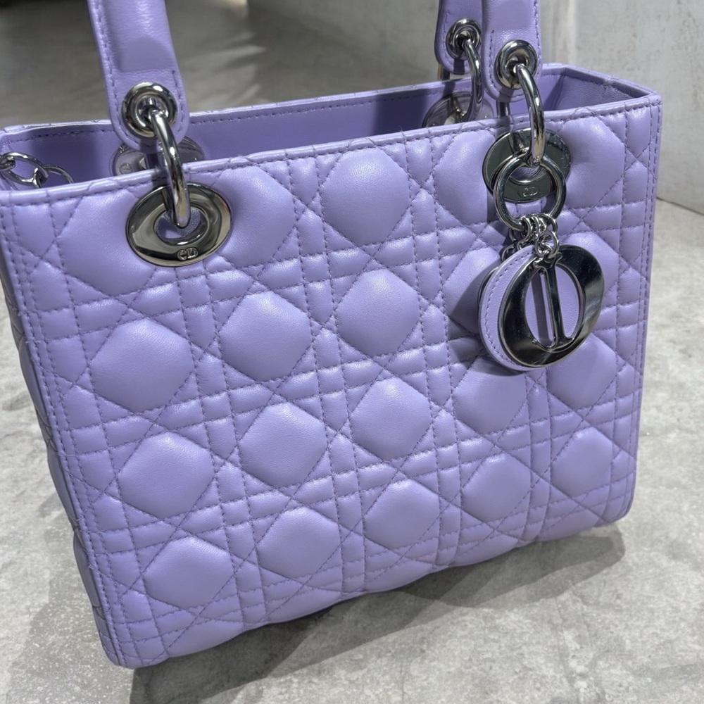 Christian DIOR Lavender Cannage Lady Dior Bag - Picture 3 of 13